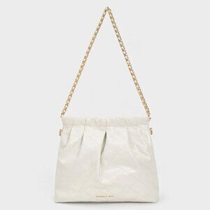 Charles Keith - Duo Chain Handle Shoulder Bag (White)